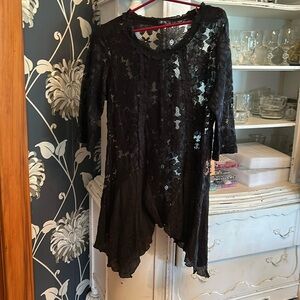 #103  witchy Gothic lace tunic top